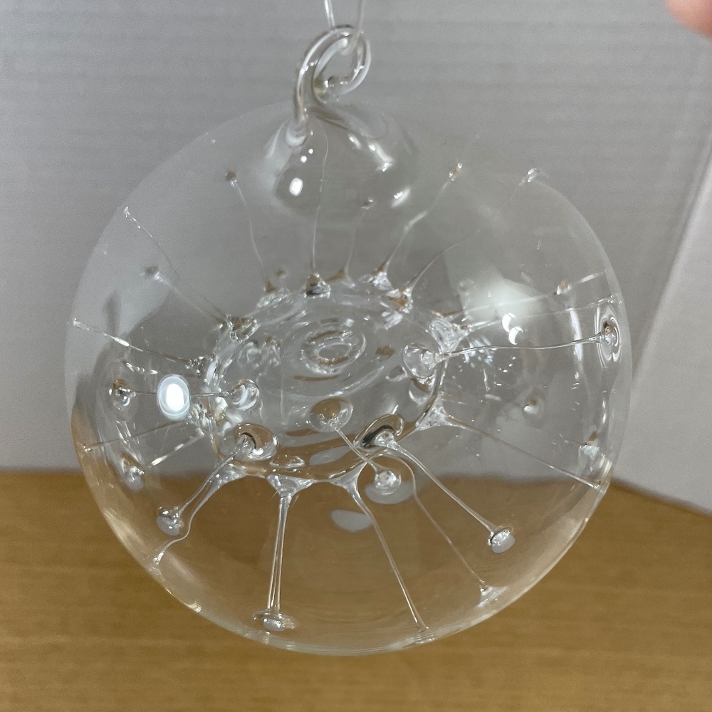 Arribas Bros Disney Parks Blown Glass Ball Ornament Spider Starburst Clear